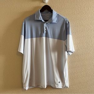 Cremieux Performance Blue Striped Golf Polo Size Large